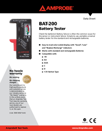 Thumbnail of document Data Sheet - BAT-200 Battery Tester